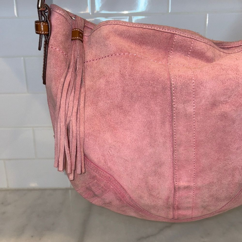 COACH Bag Purse Handbag Soho Y2K Vintage Legacy Suede Leather Pink Hobo Shoulder - Picture 3 of 17